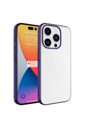 iPhone 15 Pro Max ile uyumlu Kılıf Şeffaf arka yüzey Sert PC Renkli Çerçeveli Z-Riksos Kapak thumbnail 1