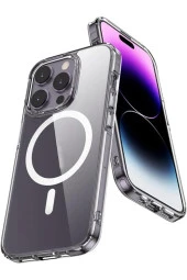 iPhone 15 ile uyumlu Kılıf Tacsafe Wireless Halka Magnetik Attractive Kapak Şeffaf thumbnail 1