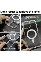 iPhone 15 Pro Max ile uyumlu Kılıf Tacsafe Wireless Halka Magnetik Attractive Kapak Şeffaf thumbnail 4