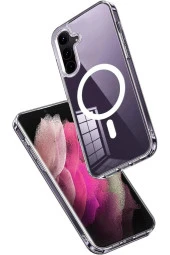 Galaxy S23 Fe ile uyumlu Kılıf Z-Tacsafe Wireless Halka Şeklindeki Dizayn Attractive Kapak Şeffaf thumbnail 1