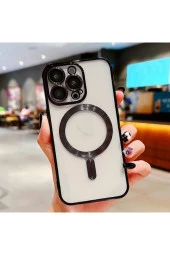 iPhone 15 Pro ile Uyumlu Kamera Korumalı Kılıf Magsafe ile uyumlu Silikon Kılıf thumbnail 1