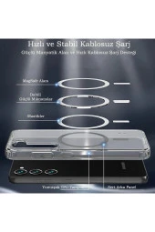 Galaxy S23 Fe ile uyumlu Kılıf Z-Tacsafe Wireless Halka Şeklindeki Dizayn Attractive Kapak Şeffaf thumbnail 3