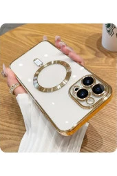 iPhone 15 Pro ile Uyumlu Kamera Korumalı Kılıf Magsafe ile uyumlu Silikon Kılıf thumbnail 1