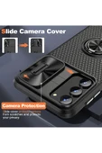 Galaxy S23 ile Uyumlu Kılıf Halka Tutucu Kamera Korumalı Kılıf Slayt Kapak Güçlendirilmiş TPU thumbnail 5
