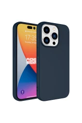 iPhone 15 Pro Max ile Uyumlu Kılıf Kadife Iç Yüzey Silikon Z-Mara Lansman Vieri Kılıf Lacivert thumbnail 1