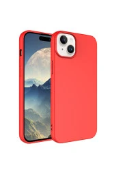 iPhone 15 ile Uyumlu Kılıf Kadife Iç Yüzey Silikon Z-Mara Lansman Vieri Kılıf Kırmızı thumbnail 1