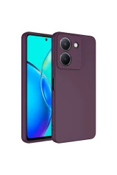 Vivo Y36 4G ile Uyumlu Kılıf Kadife Iç Yüzey Silikon Z-Mara Lansman Vieri Kılıf Koyu Mor thumbnail 1