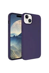 iPhone 15 Plus ile Uyumlu Kılıf Kadife Iç Yüzey Silikon Z-Mara Lansman Vieri Kılıf Derin Mor thumbnail 1