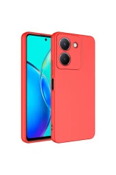Vivo Y36 4G ile Uyumlu Kılıf Kadife Iç Yüzey Silikon Z-Mara Lansman Vieri Kılıf Kırmızı thumbnail 1