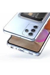 Galaxy A54 ile uyumlu Kılıf Şeffaf ve Pürüzsüz Kartlıklı Şeffaf Z-Setra Clear Silikon Kapak thumbnail 2