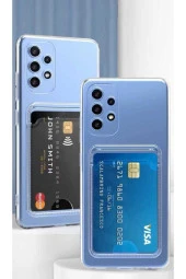 Galaxy A23 ile uyumlu Kılıf Şeffaf ve Pürüzsüz Kartlıklı Şeffaf Z-Setra Clear Silikon Kapak thumbnail 2