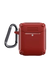Airpods ile uyumlu Kılıf Kulaklık Koruyucu Airbag TPU Çengelli Kırmızı thumbnail 1