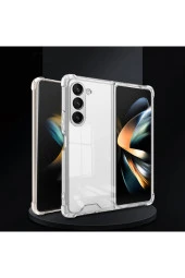 Galaxy Z Fold 5 ile Uyumlu Kılıf Yapılı Kamera Korumalı Toz ve Kirden Koruyan Silikon Şeffaf Kapak thumbnail 3