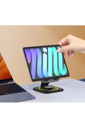 360 Derece Ayarlanabilir İnce Gerçek Tok Alüminyum Gövde Telefon Tablet Tutucu Stand F10max Siyah thumbnail 4