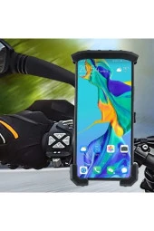 Bisiklet Motosiklet ve Scooter için Gidon Uyumlu Telefon Tutucu 4.5-7.2 İnch Kolay Kurulum B-551-BY thumbnail 1