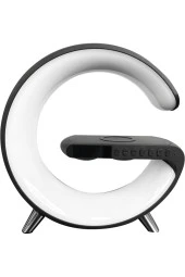 G Akıllı Işık Bluetooth Hoparlör Gökkuşağı 5W Hızlı Kablosuz Şarj Cihazı RGB Işıklı N69 Siyah Renk - 4