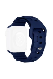 Apple Watch ile uyumlu Kayış 42/44/45/49mm Kauçuk Spor Esnek Düğmeli Toka Ripple Silikon Kordon thumbnail 1