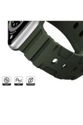 Apple Watch ile uyumlu Kayış 42/44/45/49mm Kauçuk Spor Esnek Düğmeli Toka Ripple Silikon Kordon thumbnail 5