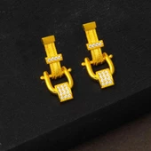 Sallantılı 14 Ayar Trabzon Hasır Altın Küpe - 3