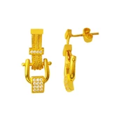 Sallantılı 14 Ayar Trabzon Hasır Altın Küpe - 1