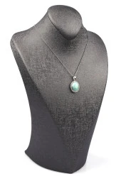 Amazonit Doğal Taş Gümüş Renkli Kolye thumbnail 2