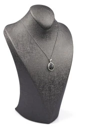 Siyah Jasper Doğal Taş Gümüş Renkli Kolye thumbnail 2