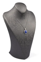 Lapis Lazuli Doğal Taş Gümüş Renkli Kolye thumbnail 2