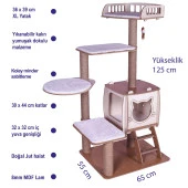 Pati Homes Pro Katlı Kedi Oyun Evi Köşk XL Yataklı - Kedi Tırmalaması - 4