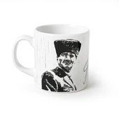 Keramika Keraart Atatürk Portreli İmza Beyaz Silindir Kupa 1 Adet - 4