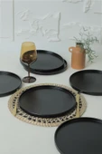 Keramika Mat Siyah Stackable Servis Tabağı 27 Cm 6 Adet 956 thumbnail 2