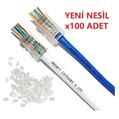 Yeni Nesil Delikli Cat6 Ez Rj45 Konnektör Utp Jack (100 Adet) thumbnail 2