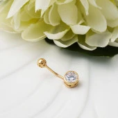 Tek Taşlı 14 Ayar Altın Göbek Piercing thumbnail 2