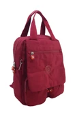 Klinkır Kumaş Kadın Sırt Çantası Kapaklı Çok Cepli Hafif Yağmur Geçirmez Kumaş 35*30 Cm - 3