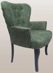 Sandalye Berjer 90297 Geniş Oturum Keten Kumaş Kayın Aslan Ayak Yeşil El Yapım - 1