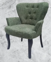 Sandalye Berjer 90297 Geniş Oturum Keten Kumaş Kayın Aslan Ayak Yeşil El Yapım - 2