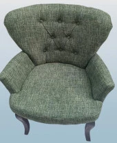 Sandalye Berjer 90297 Geniş Oturum Keten Kumaş Kayın Aslan Ayak Yeşil El Yapım - 3