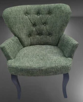 Sandalye Berjer 90297 Geniş Oturum Keten Kumaş Kayın Aslan Ayak Yeşil El Yapım - 5