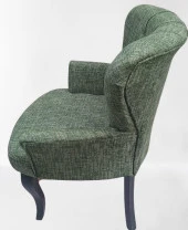 Sandalye Berjer 90297 Geniş Oturum Keten Kumaş Kayın Aslan Ayak Yeşil El Yapım - 6