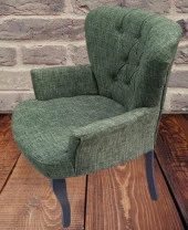 Sandalye Berjer 90297 Geniş Oturum Keten Kumaş Kayın Aslan Ayak Yeşil El Yapım - 7