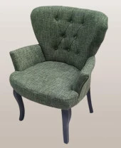 Sandalye Berjer 90297 Geniş Oturum Keten Kumaş Kayın Aslan Ayak Yeşil El Yapım - 8