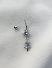 Göbek Piercing Medikal Çelik Vidalı Gri Kadın İthal 316 L Paslanmaz 15836 thumbnail 4