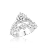 Gümüş 5 Sıra Tek Taş Bayan Yüzük SL2648 thumbnail 1