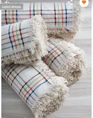 263 Pamuklu Kareli Çok Renkli Buldan İşi Koltuk Örtüsü 180*180 - 1