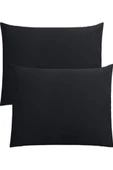 Y1 Misslinrdahome Pamuklu Siyah Iki Adet 50x70 Yastık Kılıfı - 1