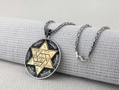 Büyük Boy Hz Süleyman Mührü Kral Zincirli 925 Ayar Gümüş Kolye thumbnail 1