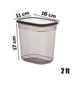 Porsima 2047 12 li Etiketli Kapaklı Dikdörtgen Çok Amaçlı Gıda Erzak Saklama Kabı Seti - 2 Lt thumbnail 3