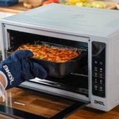 Akel Lambalı, Fanlı, Termostatlı, Saatli, Tavuk Çevirmeli, Çift Tepsili 38 Litre Dijital Midi Fırın AF551E – Gri - 1