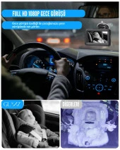 Glanz Araç İçi Çocuk Bebek Kamerası Full HD 1080P Gece Görüşü Özellikli Kamera Çocuk Bebek Aynası - 4