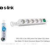 S-LİNK Tam Bakır Akım Korumalı 1.5m 5li Priz Çoklayıcı - 1