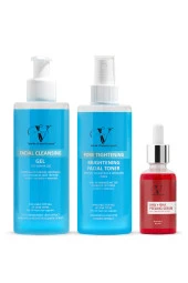 Vitanova 3 lü Cilt Bakım Seti Yüz Temizleme Jeli + Tonik + AHA+BHA Peeling Serum - 1